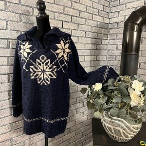 🎁 LizClaiborne * Liz Sport Navy blue & White Pullover Sweater FESTIVE SEASON 🎁